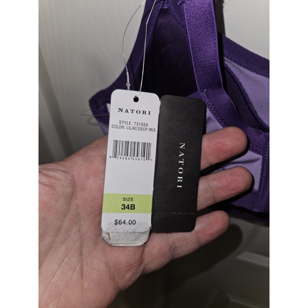 Natori Sports Bra Lilac Deep Iris 34B Underwire Adjustable Straps Back Closure - Picture 3 of 3